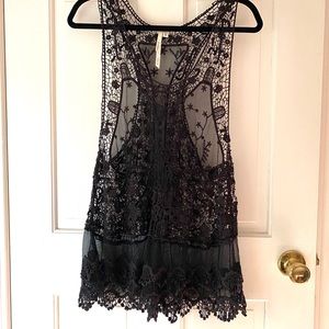Sheer Lace Summer Festival Black Tank Top Purchased from Nordstrom Rack